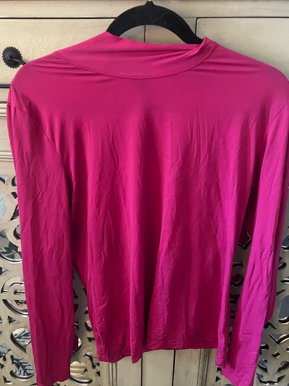 St John Women's Long-Sleeve Mock Neck Top - Fuchsia Pink